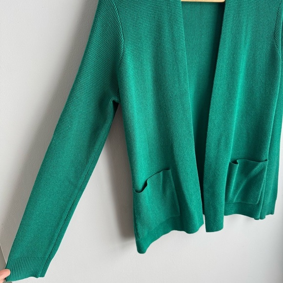 Cyrus Open Front Knit Cardigan Sz S Deep Kelly Green Sweater Classic Capsule EUC - Picture 5 of 11